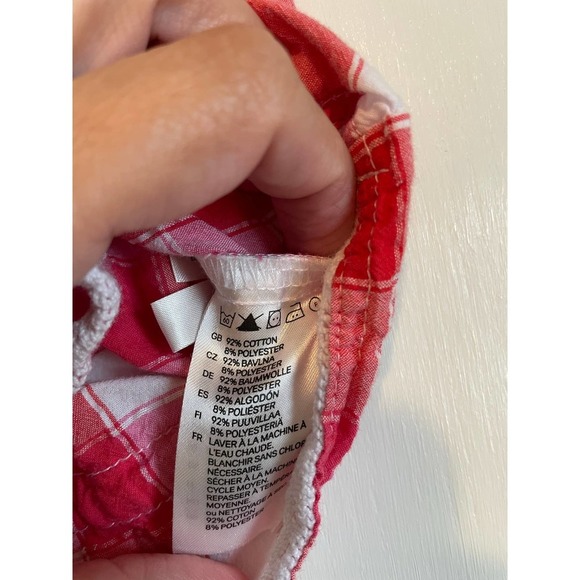 L.O.G.G by H & M short sleeve top. Red & pink checkered. Size 3-4. - Picture 6 of 6